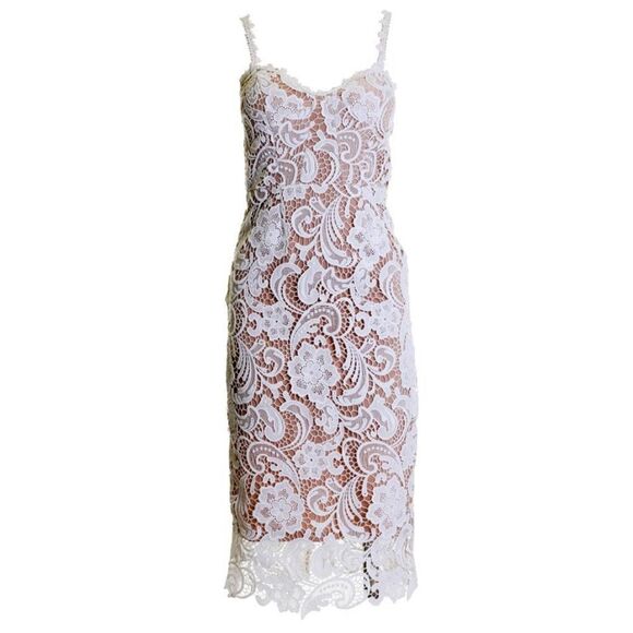 L’ATISTE by Amy White Crochet Lace Midi Dress Sz S - Picture 2 of 15